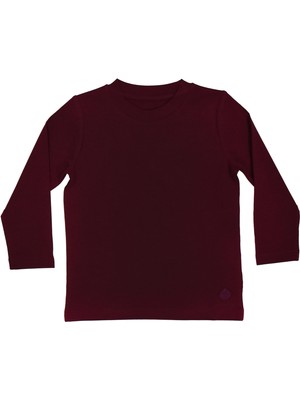 Organickid Basic Çocuk Bordo Uzun Kol T-Shirt