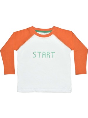 Organickid Gamer Çocuk Reglan Uzun Kollu Turuncu T-Shirt