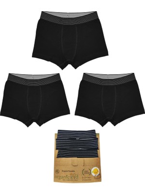 Organickid Modern Classic Erkek Çocuk Siyah Boxer Set 3'lü