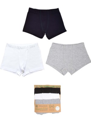 Organickid Basic Cotton Erkek Çocuk Renkli Boxer Set 3'lü Yumuşak Dokulu Organik Pamuk