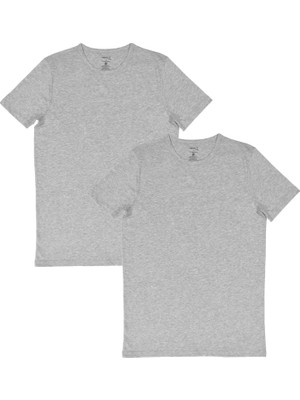 Organickid Basic Erkek Gri Melanj Kısa Kol Fanila Seti 2'li