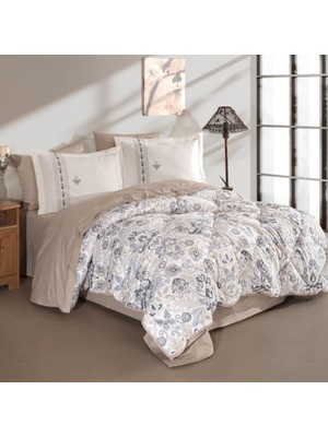 Hobby Home Collection Anabel Gri - Poplin Çift Kişilik Uyku Seti