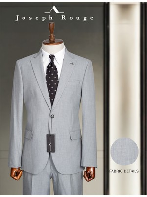 Joseph Rouge Slim Fit Açık Gri Düz Superfine Wool Takim Elbise
