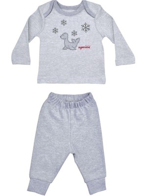 Organickid Gray Star Erkek Bebek Çizgili Pijama Takımı