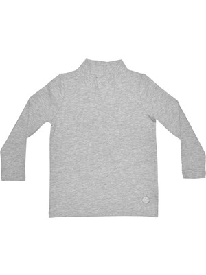 Organickid Basic Balıkçı Yaka Çocuk Uzun Kollu Gri T-Shirt