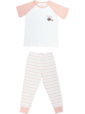 Organickid Teatime Kız Çocuk Pembe Kısa Kol Pijama Takımı