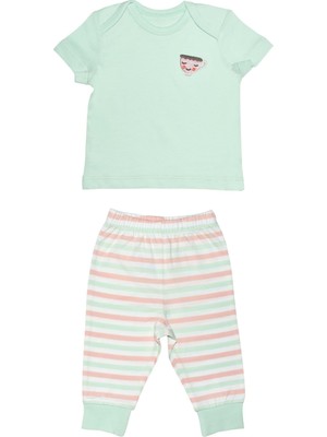Organickid Teatime Kız Bebek Yeşil Kısa Kol Pijama Takımı