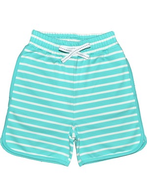 Organickid Basic Mavi Çizgili Kız Çocuk Şort