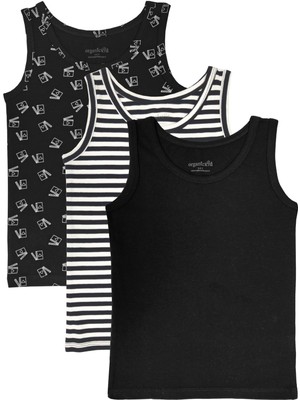 Organickid Cinema Erkek Çocuk Siyah Atlet Seti 3'lü