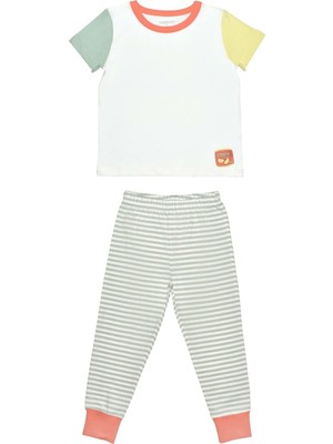 Organickid Snack Çocuk Renkli Kısa Kol Pijama Takımı