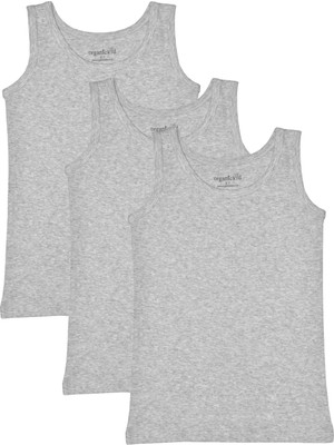 Organickid Basic Cotton Erkek Çocuk Gri Atlet Seti 3'lü