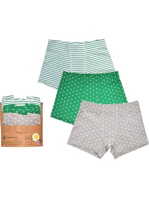 Organickid Star Cotton Erkek Çocuk İç Çamaşır Set 3'lü Yeşil Renkli Organik Pamuklu Rahat Kesim