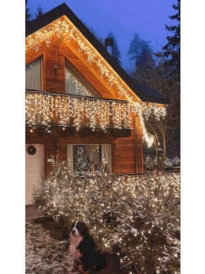 Ces Aydınlatma 2m Saçak LED 144 Ledli Eklenebilir IP65 Dış Mekan Gün Işığı Beyaz Flaşlı LED Işık Yılbaşı Çam Ağacı Ev Süsleme