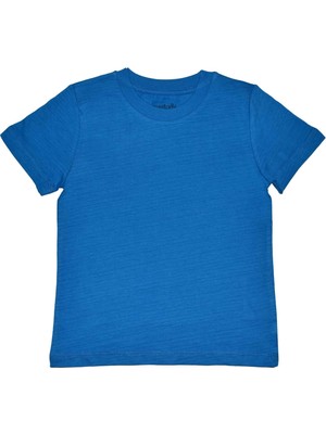 Organickid Basic Çocuk Flamlı Mavi Kısa Kol T-Shirt