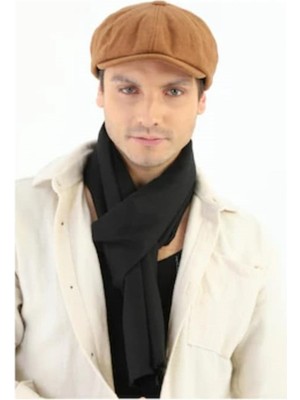 Eleven Markets Kışlık 8 Parca Kaşmir Düz Renk Peaky Blinders Model Erkek Kasket London Şapka Taba