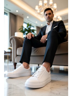 Benerly Erkek Bağcıklı Düşük Yaka Standart Kalıp Deri Sneaker Fonksiyonel Dayanıklı Kaliteli Rahat