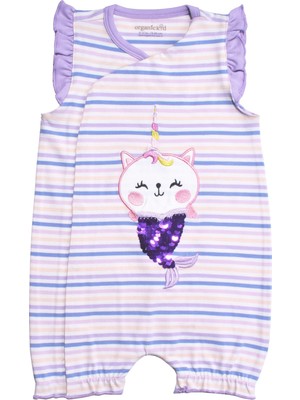 Organickid Merkitty Kız Bebek Çift Yönlü Pullu Kapri Tulum
