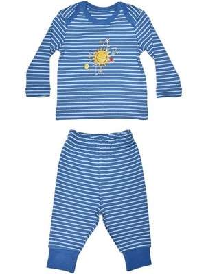 Organickid Mix Erkek Bebek Mavi Çizgili Pijama Takımı