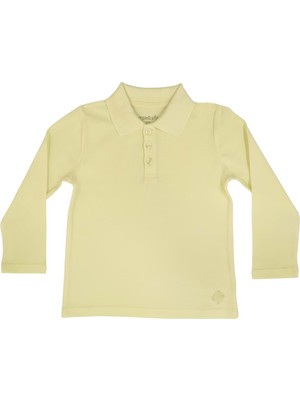 Organickid Polo Yaka Basic Sarı Uzun Kollu Çocuk T-Shirt