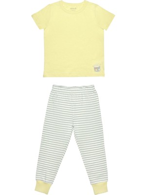 Organickid Snack Çocuk Sarı Kısa Kol Pijama Takımı