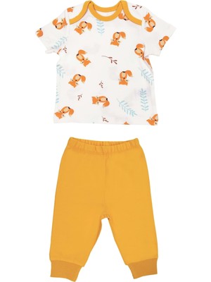 Organickid Summer Bebek Turuncu Kısa Kol Pijama Takımı