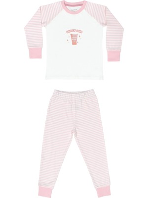 Organickid Blush Kız Çocuk Pembe Çizgili Pijama Takımı
