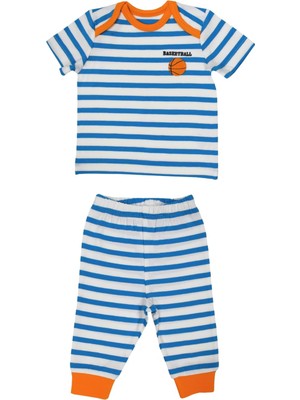 Organickid Summer Erkek Bebek Mavi Kısa Kol Pijama Takımı