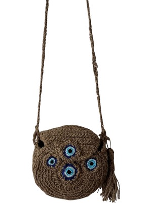 Nevce Store El Yapımı Nazar Boncuklu Örgü Jüt Çanta – Doğal Ipli Çapraz Askılı Bohem Çanta
