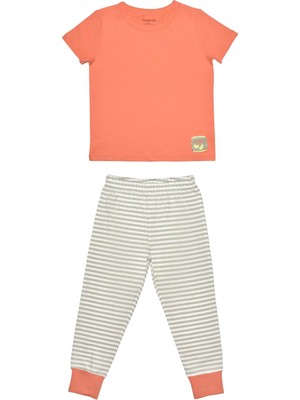 Organickid Snack Çocuk Turuncu Kısa Kol Pijama Takımı