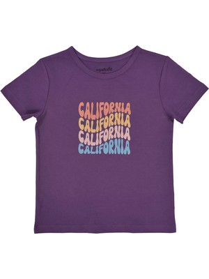 Organickid Adventure Kız Çocuk Mor Kısa Kollu T-Shirt