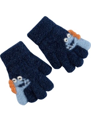 Petityu Sıcacık Şirin Erkek Çocuk Lacivert Serçe Parmak Mavi Turuncu Dino 1-4 Yaş