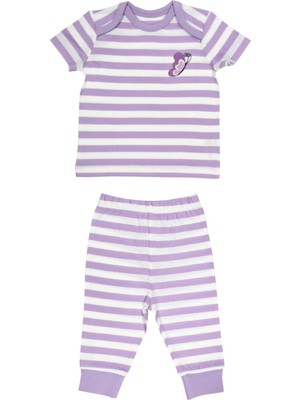 Organickid Summer Kız Bebek Lila Kısa Kol Pijama Takımı