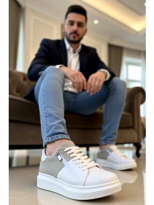Benerly Erkek Bağcıklı Fermuarlı Deri Sneaker Standart Kalıp Fonksiyonel Dayanıklı Kaliteli Modern