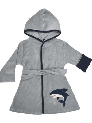 Organickid Shark Erkek Çocuk Gri Bornoz