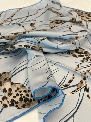 N Craft Bulut Leopar Ipeksi Saten Kare Fular