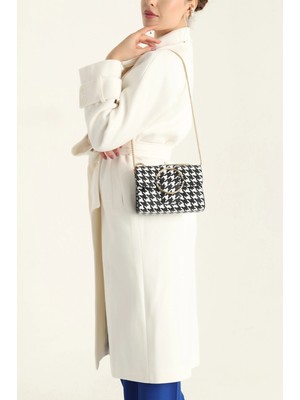 Clodi Kazayağı Desenli Mıknatıs Kapaklı Halkalı Kadın El ve Omuz Çantası