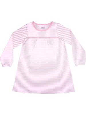 Organickid Boho Genç Kız Pembe Çizgili Gecelik