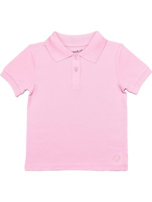 Organickid Polo Yaka Basic Pembe Kısa Kollu Çocuk T-Shirt