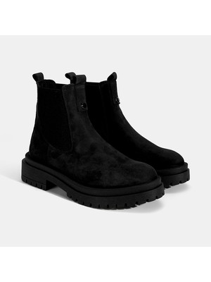 Desa Kadın Siyah Nubuk Deri Chelsea Bot