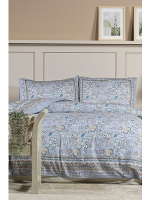 Elart Poem Nevresim Takımı Çift Kişilik Digital Baskılı %100 Pamuk Saten (200X220 Cm) Bej