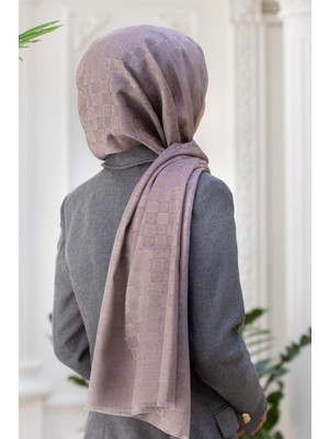 Vissona %57 Ipek %43 Pamuk Monogram Desenli Bej Renkli 70X190 Şal