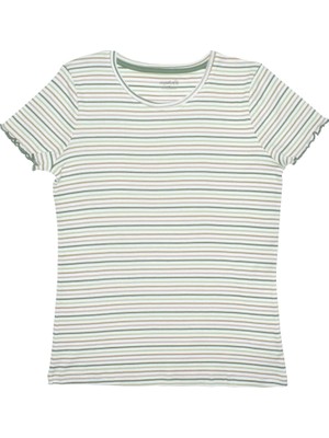 Organickid Mini Me Yeşil Çizgili Kadın T-Shirt