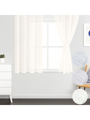 Goccia Petek Üstü Mutfak Kısa Boy Tül Perde Ütü İstemez Ekstraforlu Kurşunlu Pilesiz Tek Kanat Açık Krem