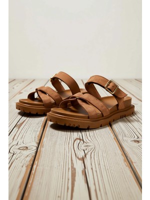 Benerly Kadın Düz Kalıp Cırt Bantlı Süet Sandalet Fonksiyonel Dayanıklı Kaliteli Konforlu Estetik Şık