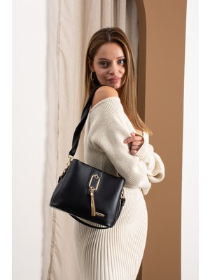 Rky Serenity Sanmorris Gold Detaylı 3 Bölmeli Omuz ve Çapraz Kadın Çanta