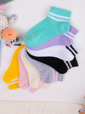 Çocuk & Bayan Çember Desenli Patik Çorap 8 Çift