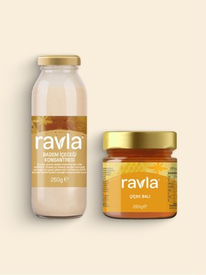 Ravla 2'li Ürün - Badem İçeceği Konsantresi - 250g / Çiçek Balı - 250g