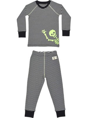 Organickid Halloween Çocuk Siyah Çizgili Pijama Takımı