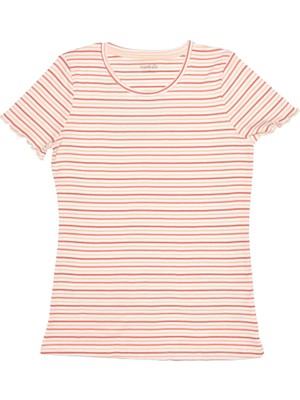 Organickid Mini Me Turuncu Çizgili Kadın T-Shirt