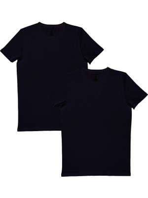 Organickid Basic Erkek Siyah Kısa Kol Fanila Seti 2'li